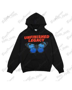 Erkek Hoodies Sweatshirts 2022 High Street Kelebek Bahis Baskı Kadın Anime Hoodie Y2K Goth Harajuku Street Giyim Çiftleri Günlük Gevşek Kış Kıyafetleri T240124