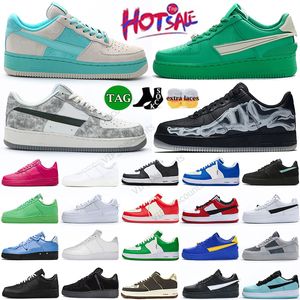 Klassische Laufschuhe Aforces 1 Flaches Leder Aforce One für Männer Frauen Plattform Triple Black White Skeleton Orange MCA University Blue Panda Designer Sneakers