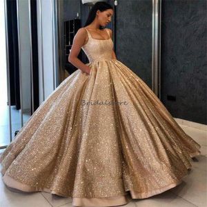 Sparkly Champagne Sequin Quinceanera Dresses 2024 Tank Straps Ball Gown Sixteen Birthday Puffy Party Dresses Bling Prom Dress Vestido De Xv 15 Anos Special Occasion