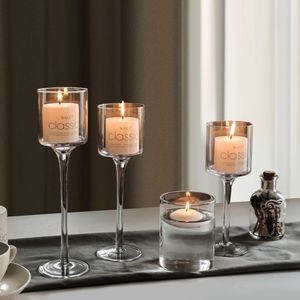 Glass Candle Holders Candlestick for Wedding Table Center Stander Elegant Centerpieces Home Wedding Decor Accessories