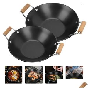 Pannor 2st Mti-Purpose Bekväm metallkokningsredskap Takeaway Pot Paella Pan liten torr skaldjur Drop Delivery Home Garden Kitchen Din Otilu