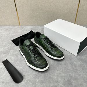 Marca de moda designer de luxo textura de crocodilo novo negócio masculino casual couro cheio sapatos esportivos feitos à mão polimento colorido baixo topo rendas até sapatos esportivos