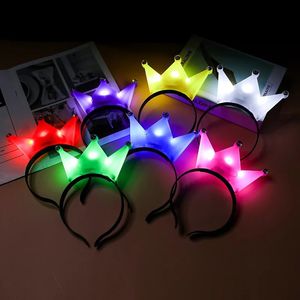 10Pcs Glow Headband LED Crown Tiara Hair Band Light Hairband Party Gift Cosplay Birthday Wedding Costum Halloween Christmas Deco 240118