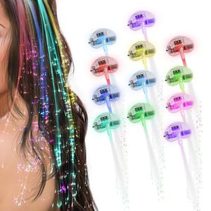 10 pacotes de luzes LED emissoras de cabelo de fibra óptica LED barris de cabelo descontos para festas bar danças grampos de cabelo flash tecelagem 240124