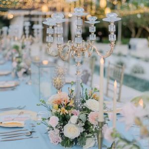 Decoração de casamento adereços de casamento estrada chumbo 5 castiçal de cristal acrílico fornecedor de festas e eventos peças centrais de acrílico decoração de casamento suportes de flores 353