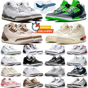 3 Retro Varsity Reale Jumpman UNC Basketball Shoes Tinker tiro libero Black Line cemento lupo grigio Seoul Black Cat 3s Mens Sport Sneakers 7-13