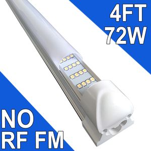 LED T8 Integrated Fixture 4Foot 72W Linkable LED Shop Light, LED Ceiling Light and Under Cabinet Light, for Cooler, Garage, DROP SHIP NO-RF RM, Milky Cover 25 Pack usastock