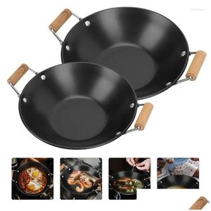 Pannor 2st Mti-Purpose Bekväm metallkokningsredskap Takeaway Pot Paella Pan liten torr skaldjur Drop Delivery Home Garden Kitchen Din Otsla