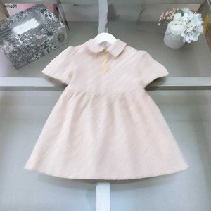 Marca crianças vestido de lapela botões de ouro saia da menina tamanho 100-150 denim roupas de bebê impressão completa do logotipo da carta criança vestido jan20
