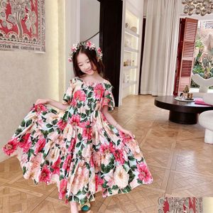 Auf Lager Blumenmädchenkleider Baby Mädchen Kleid Sommer Kinder Prinzessin Blumen Süße Reizende Lässige Kostüm Kinder Kleidung Drop Liefern Dhh2J