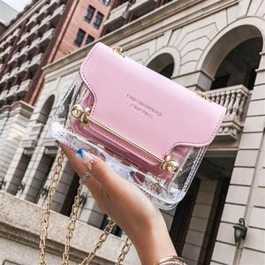 Moda Women Brand Design Smith Square Square Bag Clear Transparente Pu Composto Messenger Bags novas bolsas femininas213n