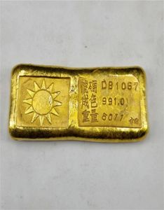 Sun 100 latão falso barra de ouro fino peso de papel 6quot pesado polido 9999 república da china barra dourada simulação6716405