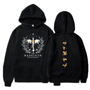 Women's Hoodies Vintage Fourth Wing Double-Sided Hoodie Basgiath War College Unisex Hooded Sweatshirt Bookish Long Sleeve Tops