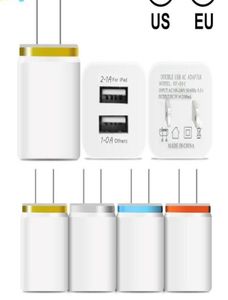 Metal Dual USB Wall Charger Phone Charger US EU Plug 21a AC Power Adapter Wall Charger Plug 2 Port for IP 11 Pro Max Samsung Xiao6741703