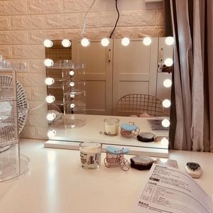 Specchi Specchio cosmetico con luci Specchio per trucco illuminato con 16 lampadine a LED dimmerabili per spogliatoio Camera da letto da tavolo