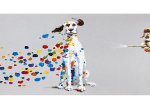 Cartoon Animal Dog z kolorowym bąbelkiem ręcznie malowany obraz olejny na płótnie Mural Art Picture do domu w sypialni w domu dekoracje ścienne 5169177