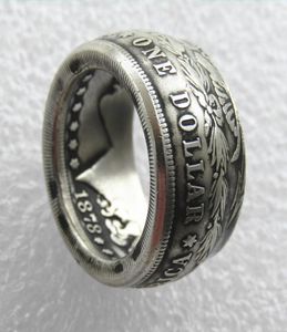 Sprzedawanie srebrnego Plane Morgan Silver Dollar Ring 039heads039 ręcznie robione w rozmiarach 816 Wysoka jakość 8831017