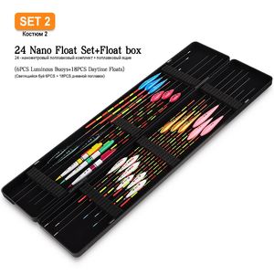 24PCS Composite Nano FloatsFloat Box Combo Lake River Buoy Vertical Fishing Bobber Daytime Luminous Floats Mix Combo Tackle 240122