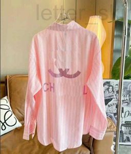 designer Women's Blouses & Shirts High-end custom shirt oversized embroidered loose plus size striped pink lapel long sleeve top coat sun-protective clothing 1KSW