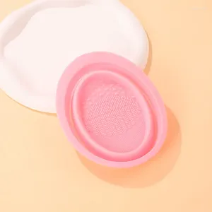 Pincéis de maquiagem silicone dobrável lavagem e limpeza almofada escova pó puff tigela beleza ovo ferramenta portátil máscara facial