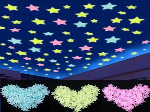 100pcs 3D Night Lichtgevende Sterren Stickers Glow In The Dark Speelgoed voor Kinderen Slaapkamer Decor Kerst Verjaardag Gift1856280