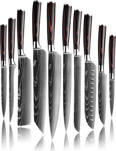 Set di coltelli da chef in acciaio inossidabile di alta qualità 7CR17MOV Set di coltelli da cucina affilati giapponesi per affettare Santoku Laser Damasco Pattern2820506