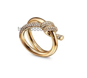 Designer Ring Ladies Rope Knot Luxury with Diamonds Fashion Rings for Women Classic Jewelry 18k QBRU