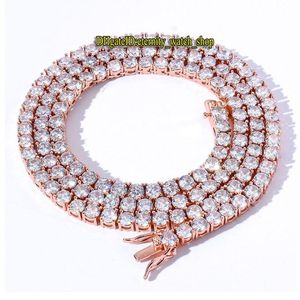 2022 eternity Watches tennis chain European and American hip-hop 3mm Rose Gold CZ Diamond mens Iced Out Diamonds bracelet necklace254P