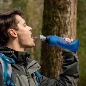 Bottiglie d'acqua Gabbie Bottiglia di filtro dell'acqua di sopravvivenza per purificazione dell'acqua all'aperto per depuratore di acqua potabile per zaino in spalla Strumento di campeggio per escursioni di emergenzaL240124