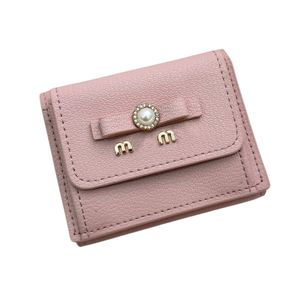 Portafogli da donna di marca Portafoglio con perle Bowknot Borsa da ragazza dolce colore rosa Macaron