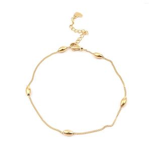 Cavigliere 1 pezzo semplice cavigliera in acciaio inossidabile color oro pendenti ovali catene a maglie donna estate a piedi bracciali gioielli per feste regali goccia D Ot34H