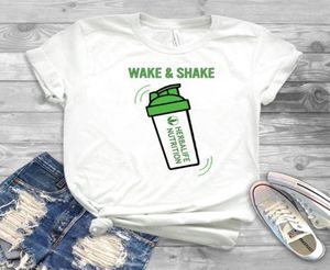 Women039s TShirt Wake Shake Herbalife Nutrition Shirt Lustige Frauen Casual Tops Workout Tees Plus Größe Harajuku6638724