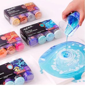 Suprimentos 120ml conjunto de pintura acrílica pintura de tecido marmoreio óleo de silicone acrílico derramando ferramenta de desenho médio para artista diy arte suprimentos