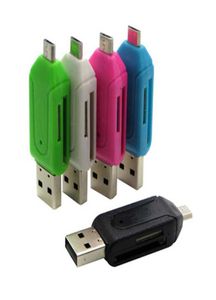 2 I 1 OTG Micro SD -kortläsare USB -kortläsare för USB Micro SD TF Adapter Flash Drive Smart Memory Card Reader CardReader1145625