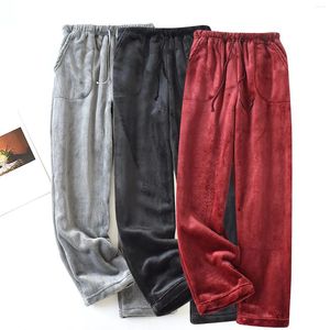 Женские брюки, пижамные утолщенные фланелевые теплые брюки с подкладкой, свободные домашние пижамы большого размера с эластичной резинкой на талии