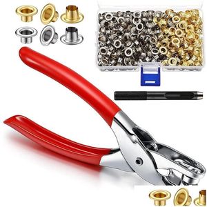 Conjuntos de ferramentas manuais profissionais 502 peças 1/4 polegadas Grommet Ilhó Alicate Set Hole Punch Alicate Kit com 500 ilhós de metal Drop Delivery Au Oteyk