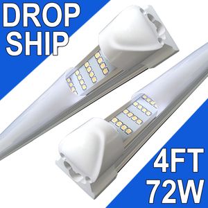 LED-butiksljus 4ft, 4 rader 72W 7200LM 6500K, NO-RF RM T8 LED-ljusarmatur, mjölktäcke, tak- och verktygsbutiker belysning, länkbara rörljus, butiksljus, usastock