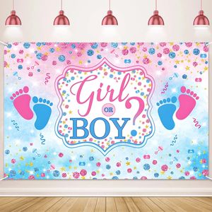 Impronte del bambino Baby Shower Sfondo Fotografia Blu Rosa Ragazzi e ragazze Gender Reveal Party Sfondo Forniture per feste di compleanno 240124