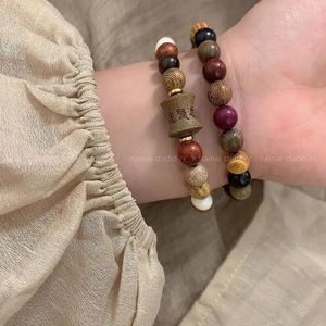 Armbanden sandelträ duobao pärlarmband Ny kinesisk etnisk stil pärlstav sexkarakter ordspråk smycken antik zen radband