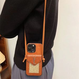 Kvinnor iPhone -fodral Crossbody Phonecase Designer Telefonfodral Luxury Y Läder mobiltelefonfodral Fashion Handväska Fall 2 Färger med rem