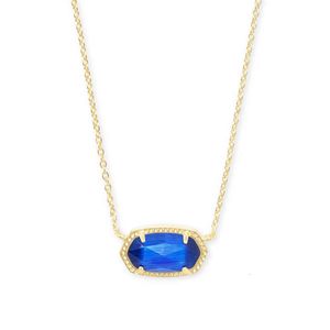 Designer Jewelry Kendras Scotts Necklace K-style Fashion Quality Simple Multi Cut Blue Opal Oval Necklace Womens Jewelry Real Gold Electroplated Collar Chain