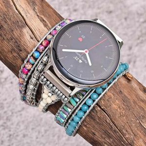 Armband Armband för Samsung Watch Band Natural Emperor Stone unik smart klocka Rem Blue Crystal Watch Bnad smycken grossist