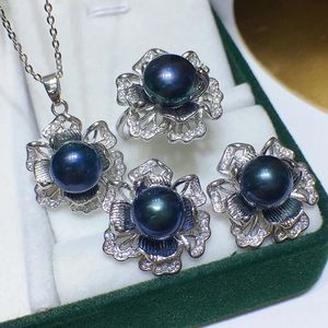 Sets one set freshwater pearl 89mm white/gray/pink/purple/gray/yellow/black earring ring pendant +zircon hook