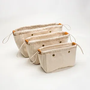 Sacos cosméticos sacola de algodão saco interno estilo japonês feminino simples lona cordão feminino organizador maquiagem armazenamento neceser