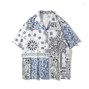 Camicie casual da uomo Estate Paisley Bandana Stampa Uomo Manica corta Camicia Caual High Street Oversize Hiphop Abbigliamento Abbigliamento di marca di moda