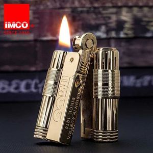 Lighters Authentic Austrian IMCO Cool Old Fashion Kerosene Lighter Retro Vintage Brass Creative Windproof Smoking Tool Oil Cigarette Gift YQ240124