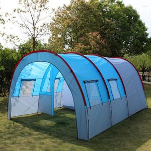 Tents And Shelters Large Space Tunnel Tent Outdoor Camping Tourist 8-10Persons 2halls 1living Room Family Travel Single Layer With 1haning