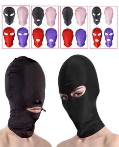 Fetish Bocca aperta Cappuccio Maschera Traspirante Gioco per adulti Festa erotica Occhio sexy BDSM Copricapo Schiavo Bondage Giocattolo del sesso Q08181967712