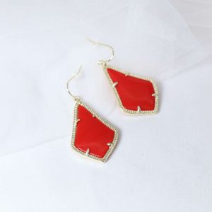 free shipping kendrascotts Designer Kendras Scotts Jewelry Stud Earrings Alex Fashion New Red Turquoise Dyed Big Earrings with Red Jade Chalcedony Palm Shaped Earr