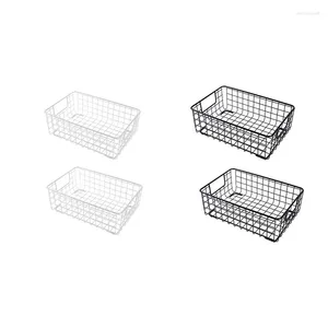 Storage Bags 2Pcs Creative Metal Wire Basket With Handle Wrought Iron Sundries Container Kitchen